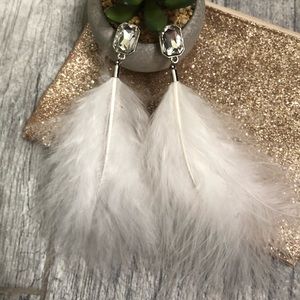 4/$16 White Feather Earrings
